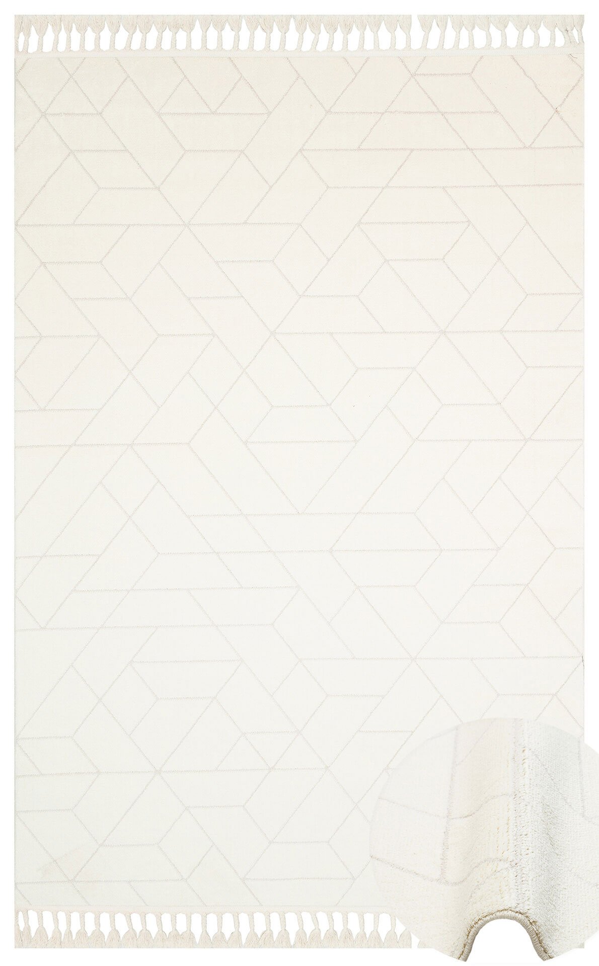 URB 03 WHITE Etnik Desenlere Sahip Hav Toz Vermez Yumuşak Dokulu Modern Halı