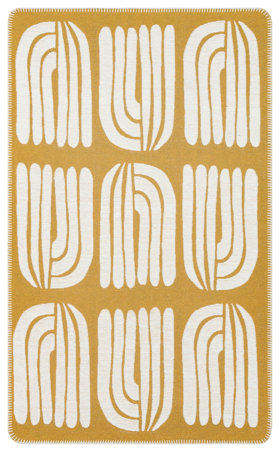 ARN 10 WHITE YELLOW Yıkanabilir Kaymaz Tabanlı Modern Pamuk Kilim 75x120