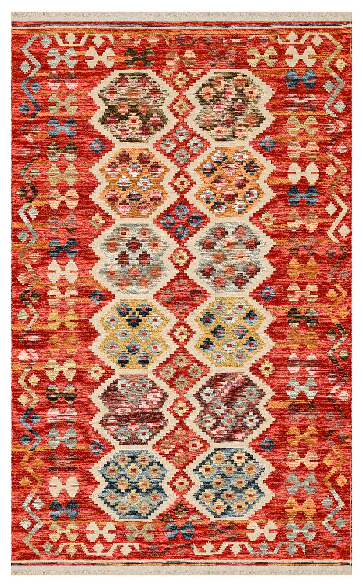 NMD 03 RED Yıkanabilir, Çift Taraflı Kullanıma Uygun Yumuşak Tuşeli Otantik Kilim 80x300
