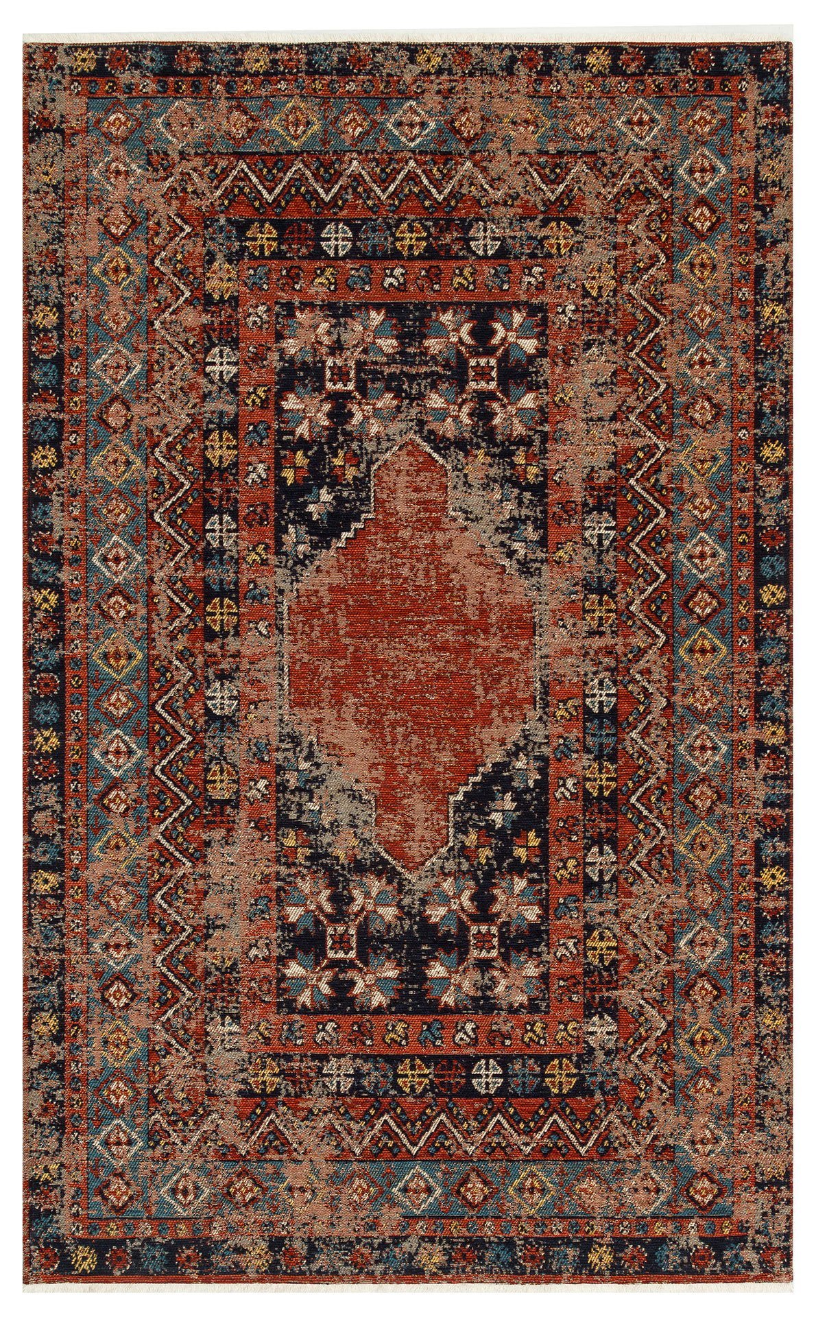 AND 04 MULTY Anadolu Antik Desenli Yıkanabilir Kaymaz Tabanlı Etnik Kilim