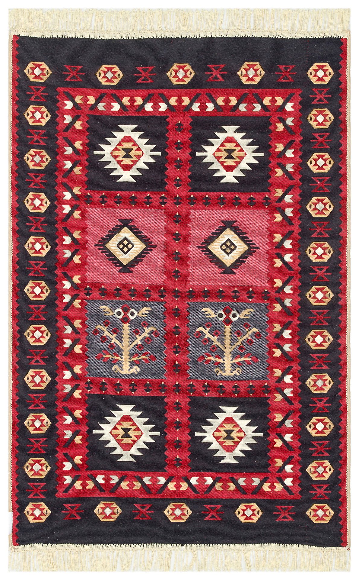 AR 28 RED Yıkanabilir Çift Taraflı Modern Desenli Dokuma Kilim