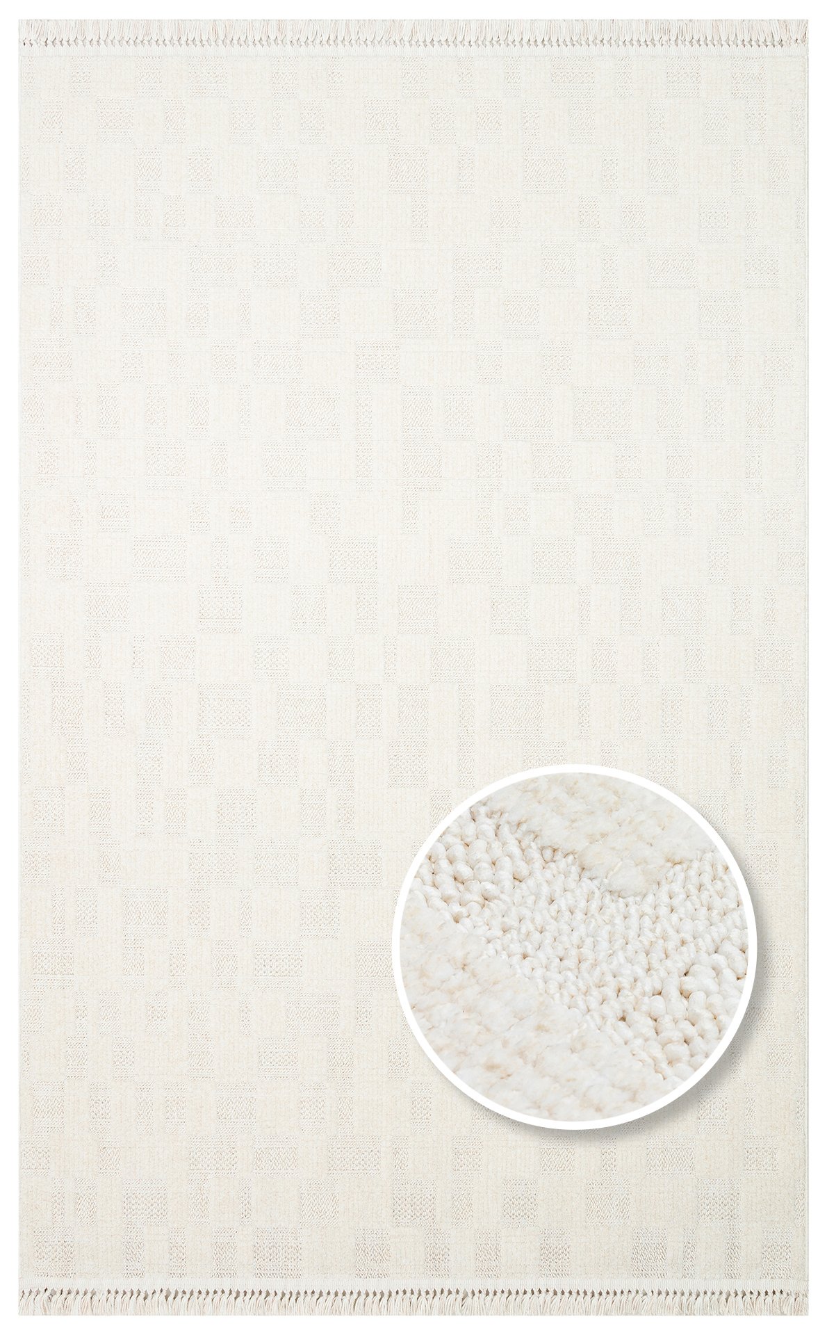 HRG 02 WHITE Hav Toz Vermeyen Yumuşak dokulu Modern Makine Halısı 160x230