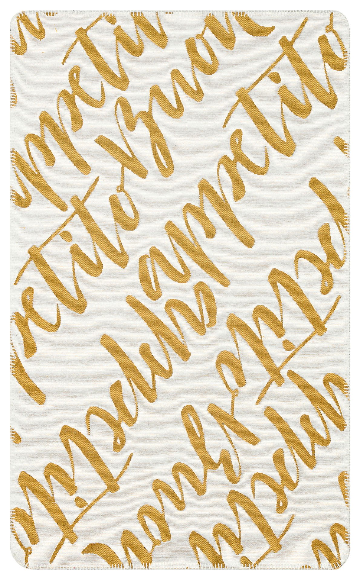 ARN 02 WHITE YELLOW Yıkanabilir Kaymaz Tabanlı Modern Pamuk Kilim
