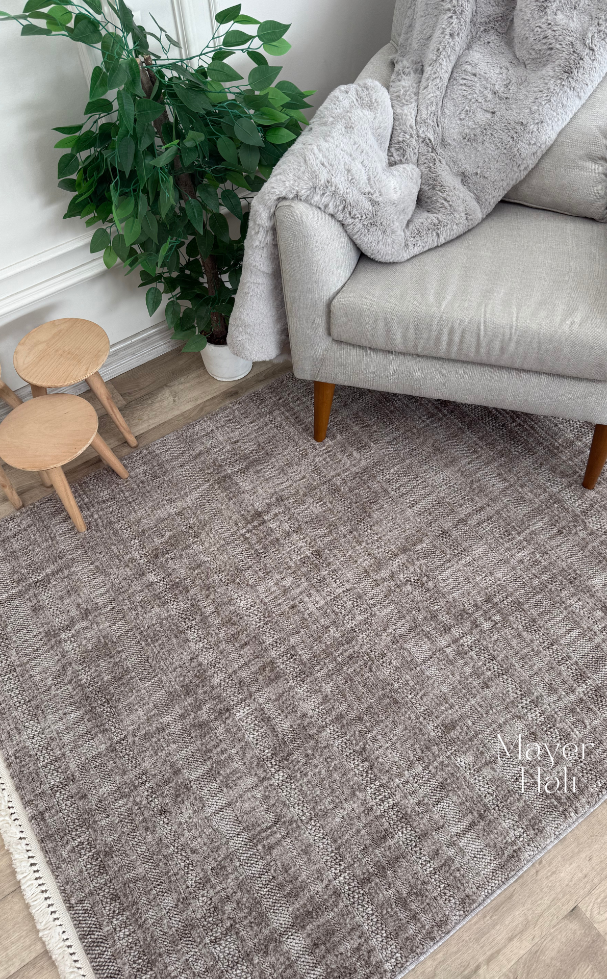 HRG 01 GREY Hav Toz Vermeyen Yumuşak dokulu Modern Makine Halısı