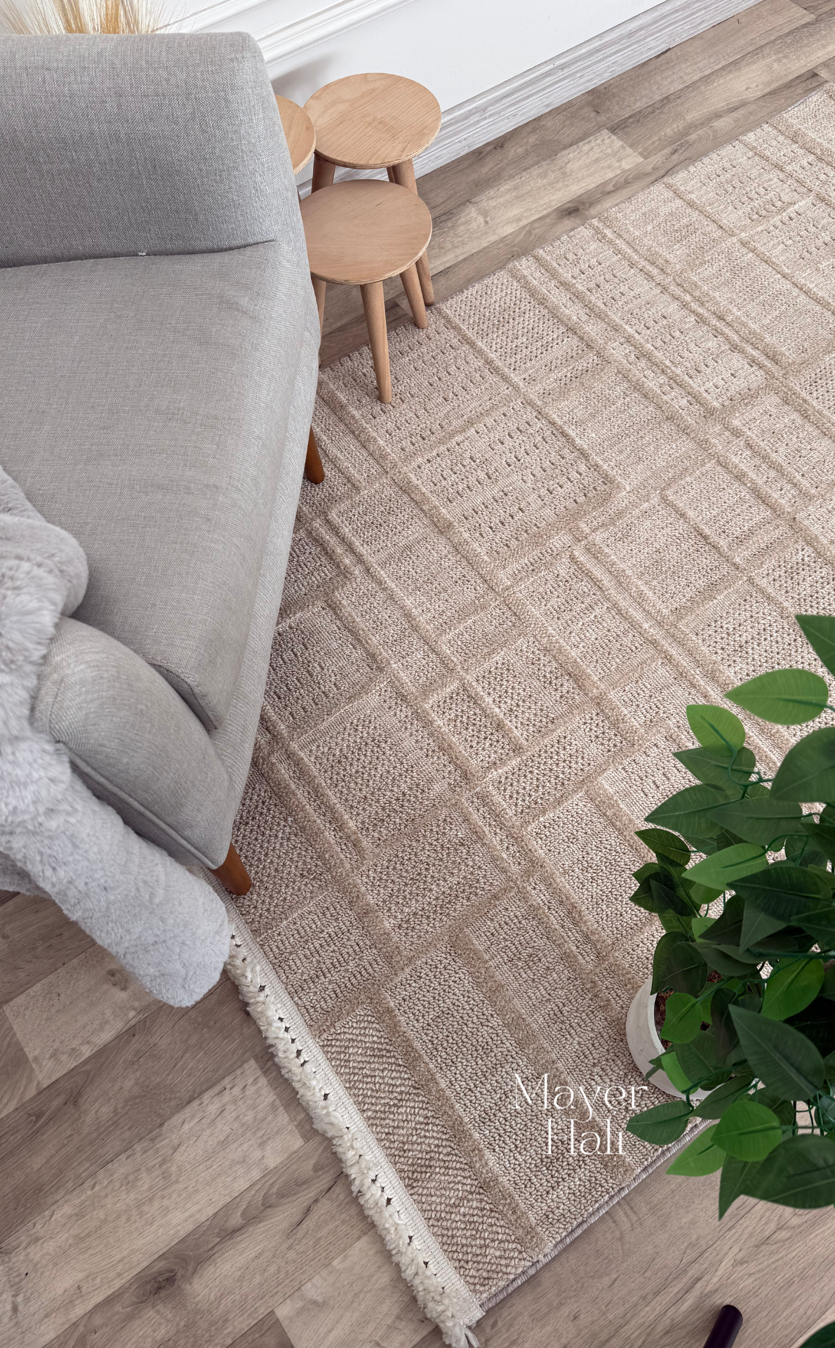 HRG 03 BEIGE Hav Toz Vermeyen Yumuşak dokulu Modern Makine Halısı