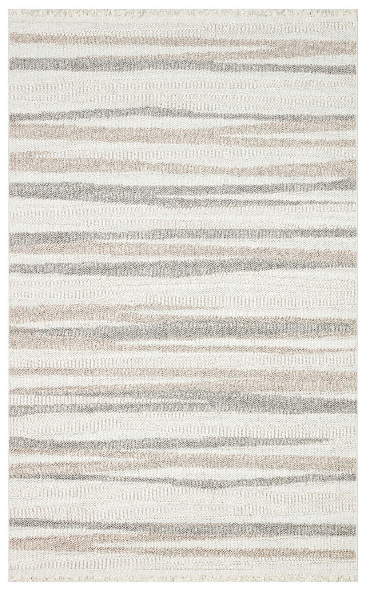 MOT 02 WHITE BEIGE Yumuşak Tuşeli Örgü Dokuma Modern Makine Halısı