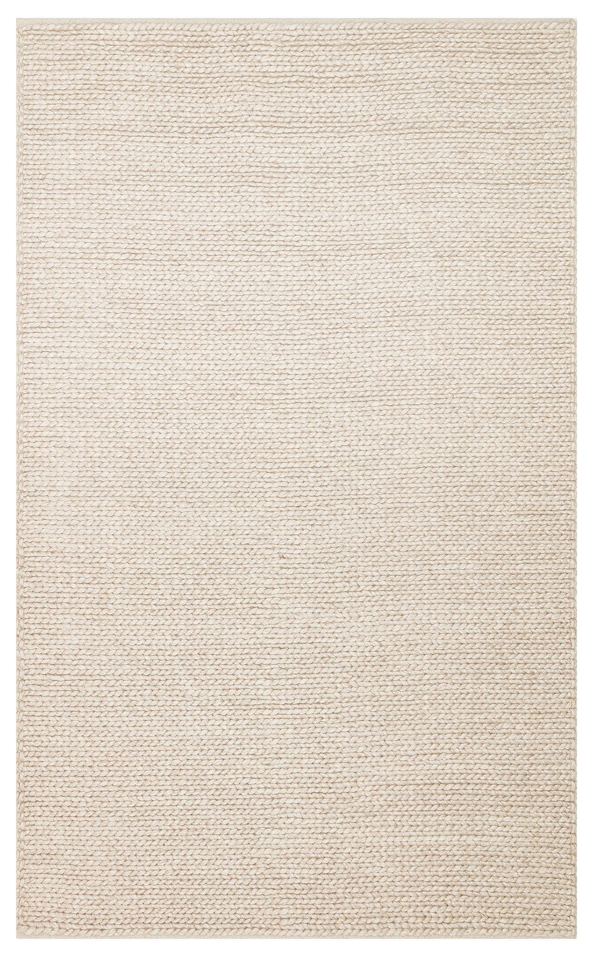 BASKETWEAVE BEIGE Naturel Kazak Örgü Desenli El Dokuma Örgü Halı