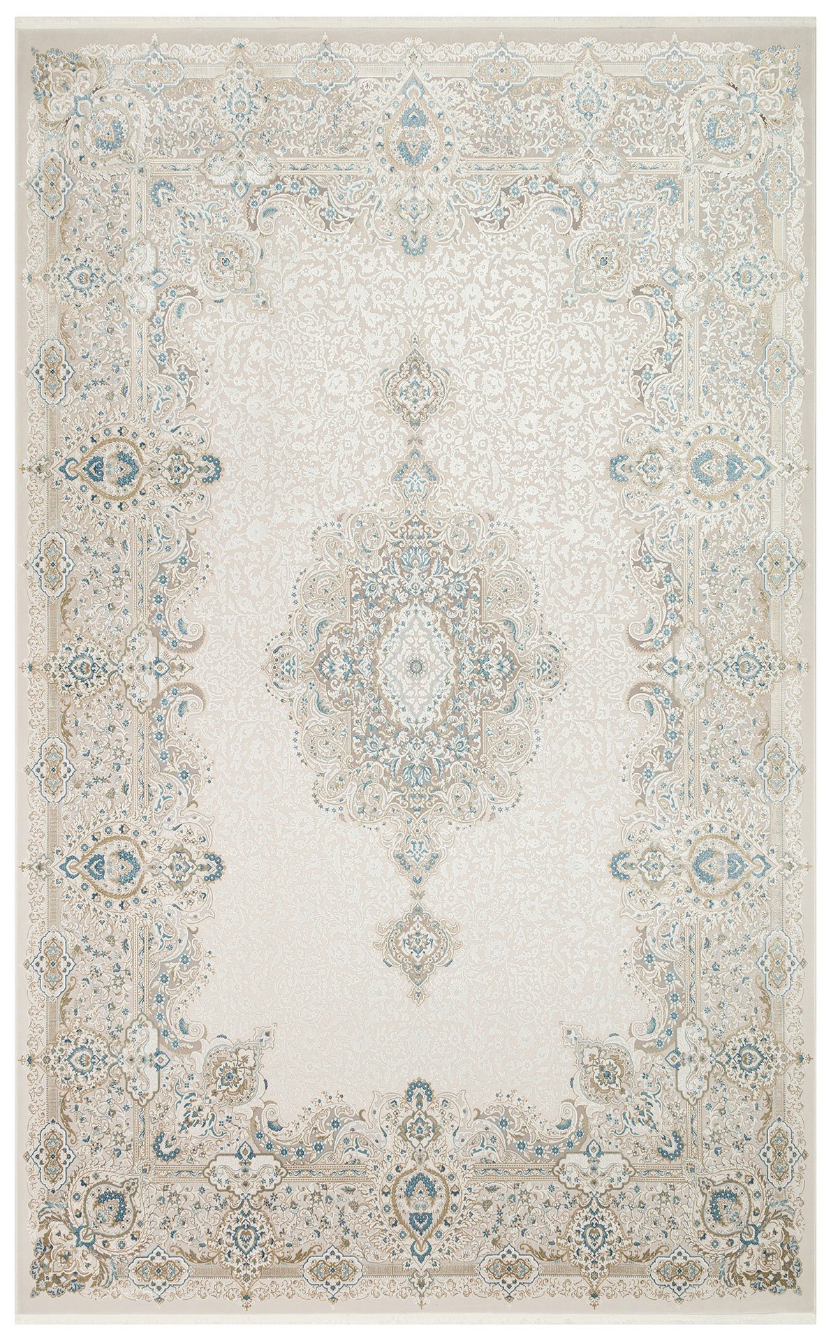 PLM 01 CREAM BLUE Yüksek Kaliteli Sık Dokuma Modern Salon Halısı