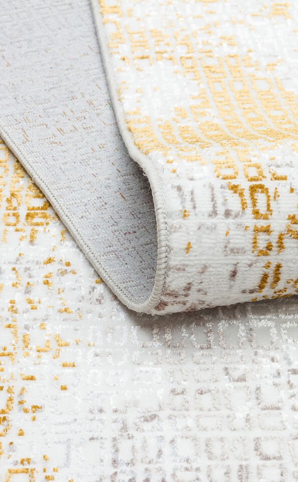 ST 108 CREAM GOLD Yıkanabilir Kaymaz Tabanlı Hav Vermez Sık Dokuma Modern Halı