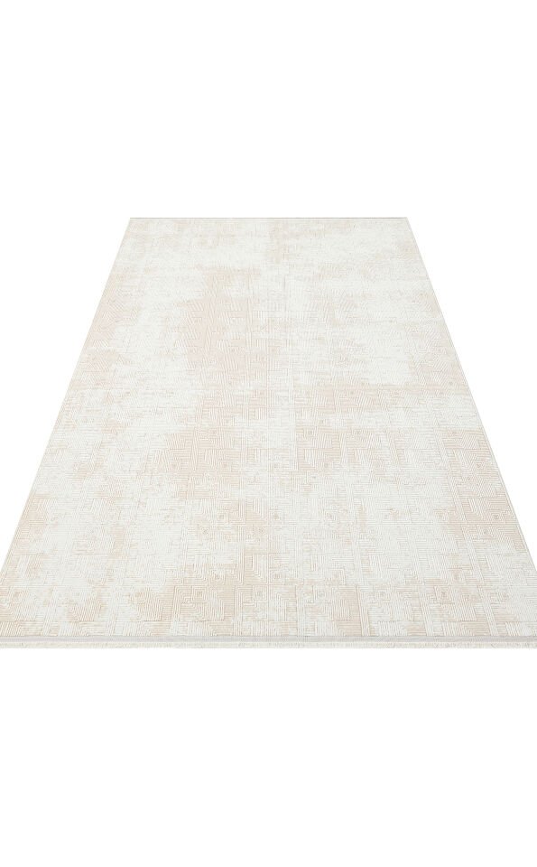 ST 109 CREAM BEIGE Yıkanabilir Kaymaz Tabanlı Hav Vermez Sık Dokuma Modern Halı