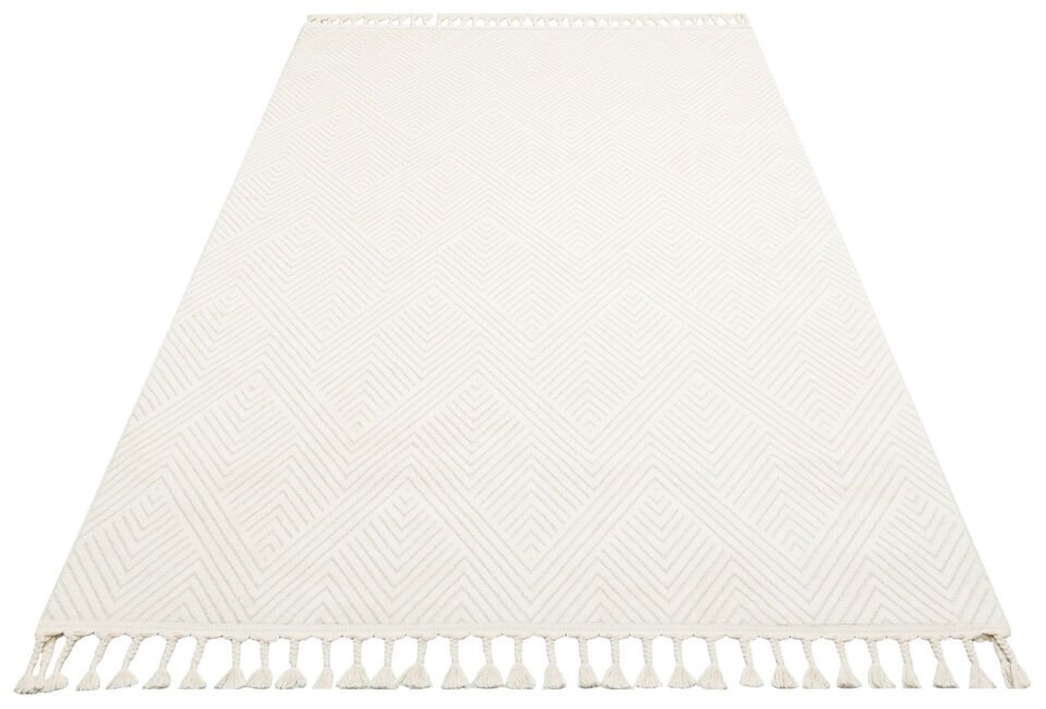 URB 01 WHITE Etnik Desenlere Sahip Hav Toz Vermez Yumuşak Dokulu Modern Halı