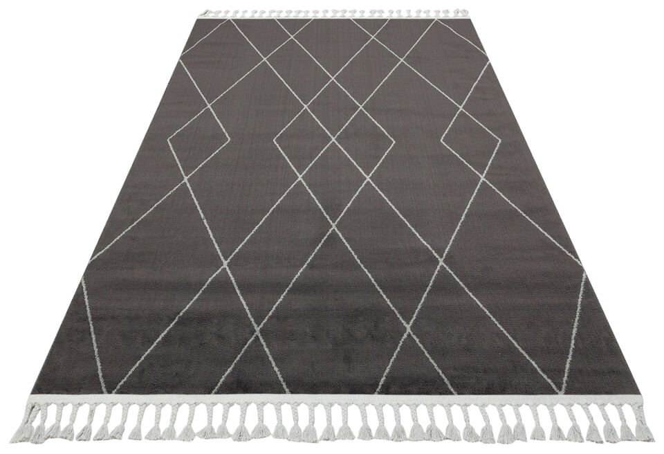 URB 02 BLACK GREY Etnik Desenlere Sahip Hav Toz Vermez Yumuşak Dokulu Modern Halı