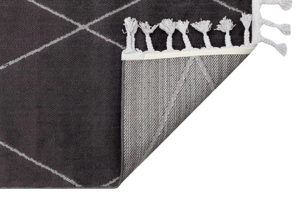 URB 02 BLACK GREY Etnik Desenlere Sahip Hav Toz Vermez Yumuşak Dokulu Modern Halı