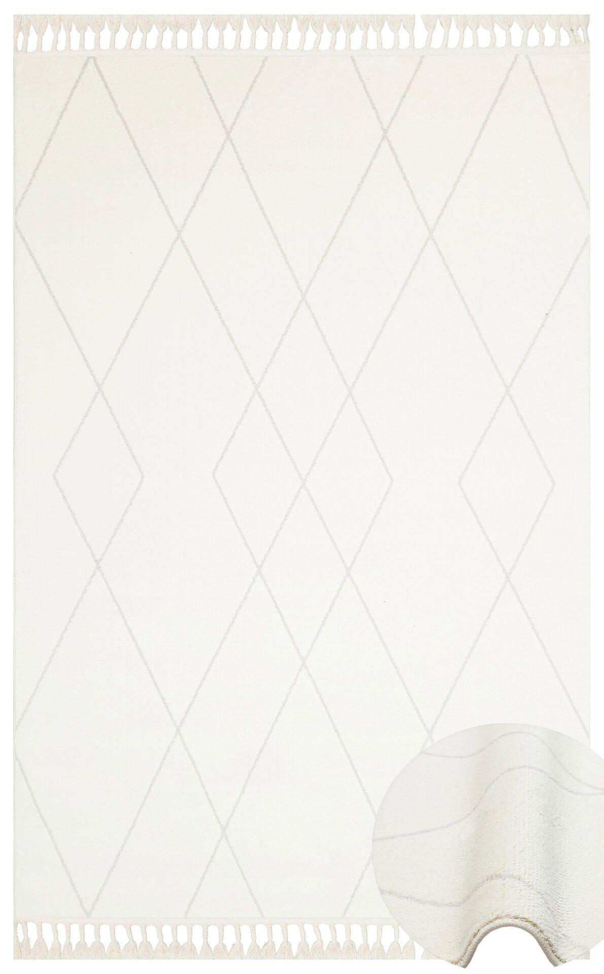 URB 02 WHITE Etnik Desenlere Sahip Hav Toz Vermez Yumuşak Dokulu Modern Halı
