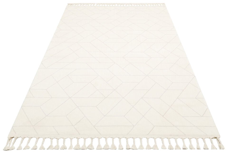 URB 03 WHITE Etnik Desenlere Sahip Hav Toz Vermez Yumuşak Dokulu Modern Halı