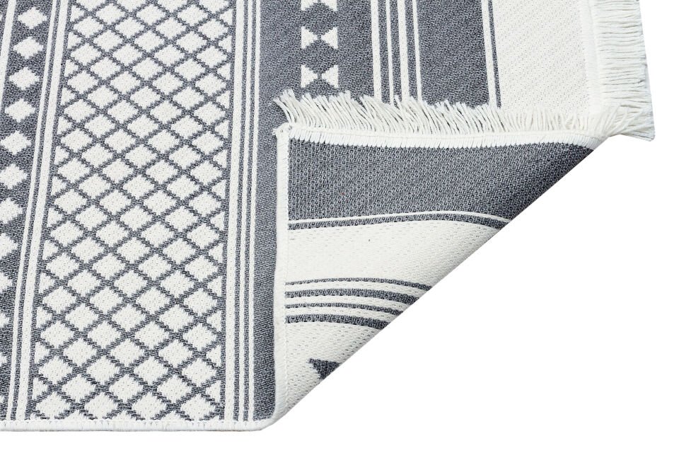 AR 07 GREY Yıkanabilir Çift Taraflı Modern Desenli Dokuma Kilim 80x300