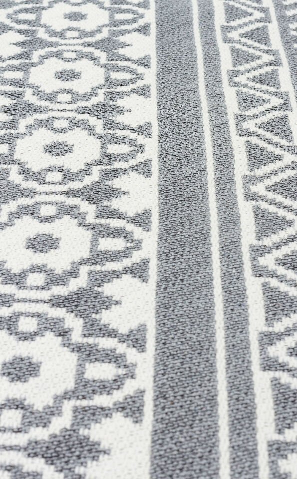 AR 07 GREY Yıkanabilir Çift Taraflı Modern Desenli Dokuma Kilim 80x300