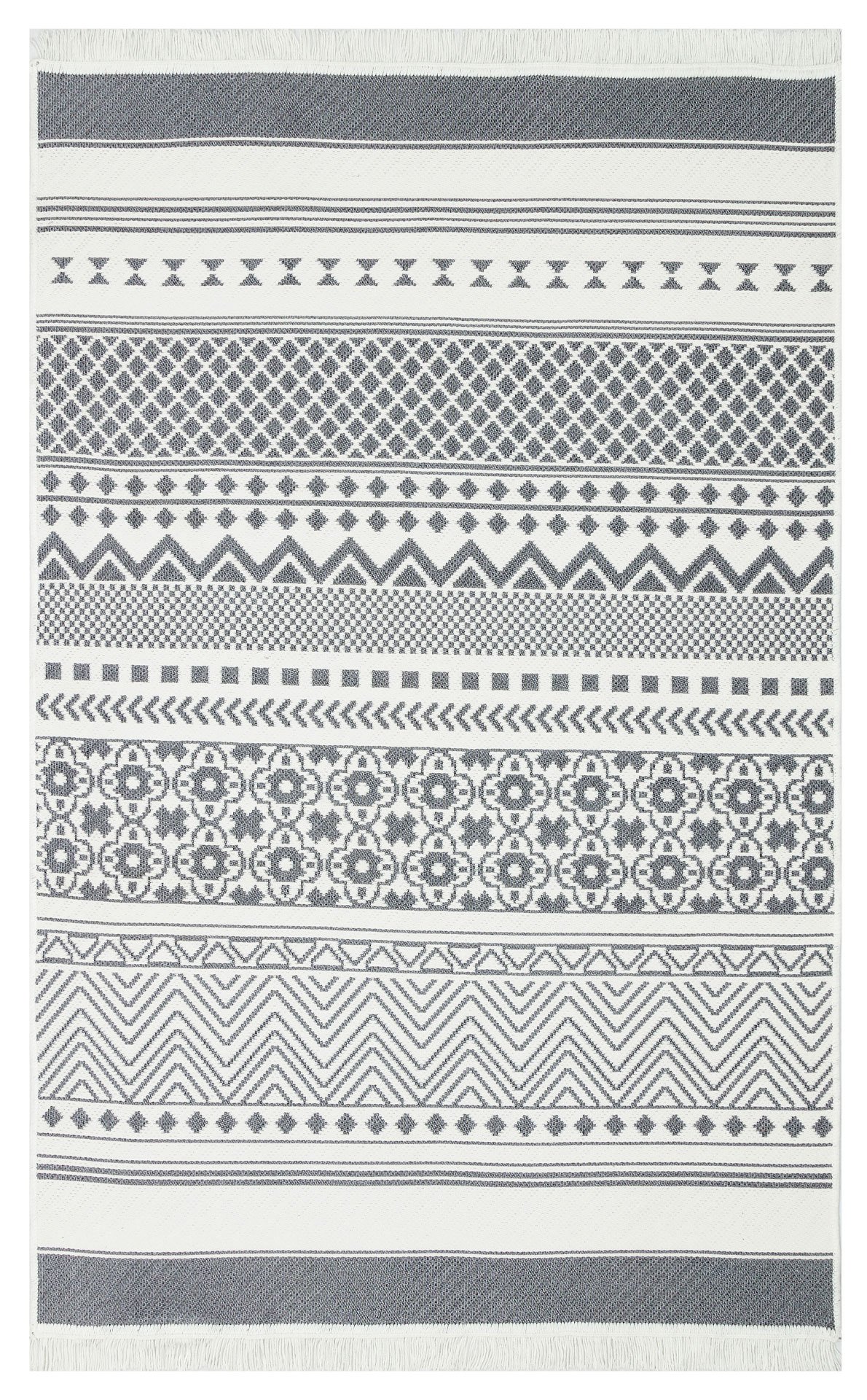AR 07 GREY Yıkanabilir Çift Taraflı Modern Desenli Dokuma Kilim 80x300
