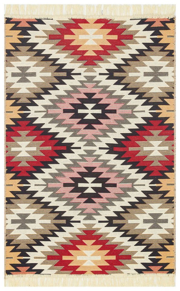 AR 33 RED Yıkanabilir Çift Taraflı Modern Desenli Dokuma Kilim 80x150