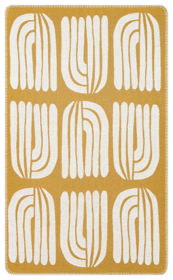 ARN 10 WHITE YELLOW Yıkanabilir Kaymaz Tabanlı Modern Pamuk Kilim 75x120