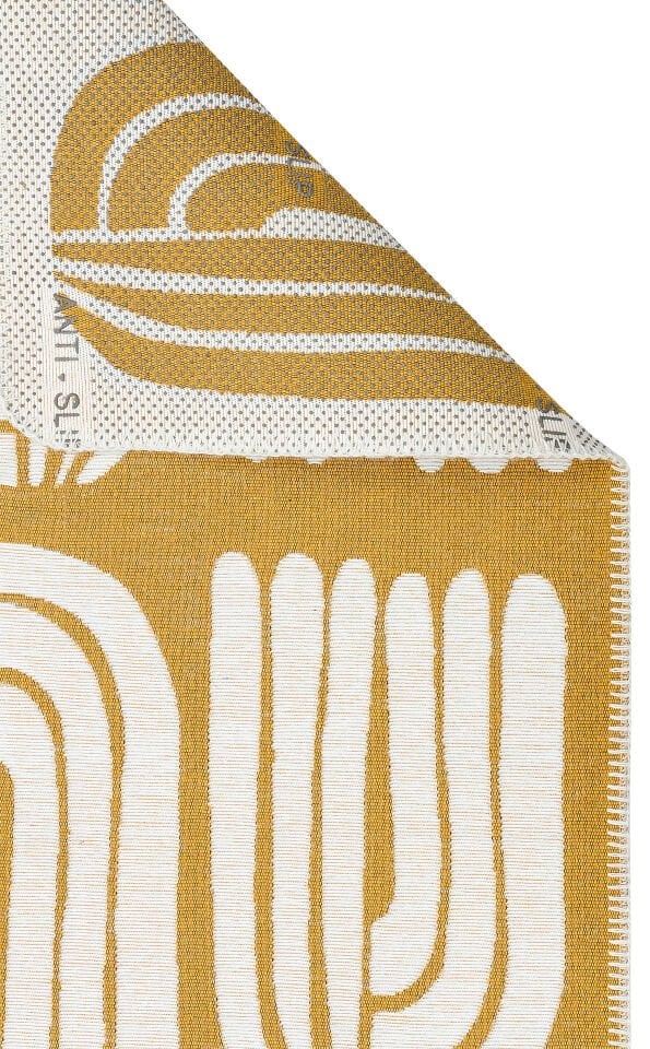 ARN 10 WHITE YELLOW Yıkanabilir Kaymaz Tabanlı Modern Pamuk Kilim 75x120