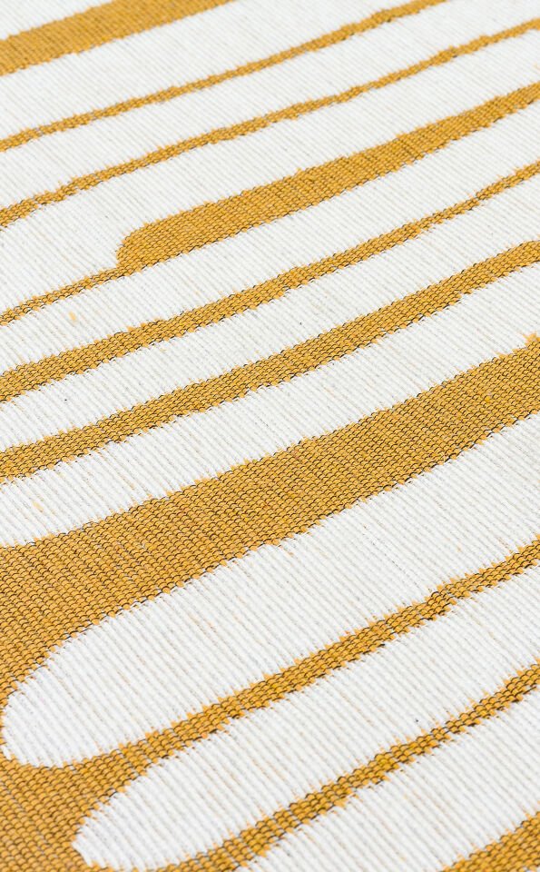 ARN 10 WHITE YELLOW Yıkanabilir Kaymaz Tabanlı Modern Pamuk Kilim 75x120