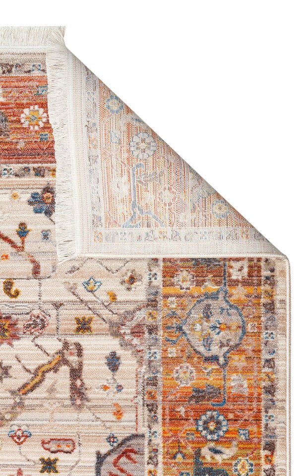 PTA 01 CREAM TERRA Sıcak Renk Tonlu Etnik Desenli Yumuşak Dokulu Makine Halısı