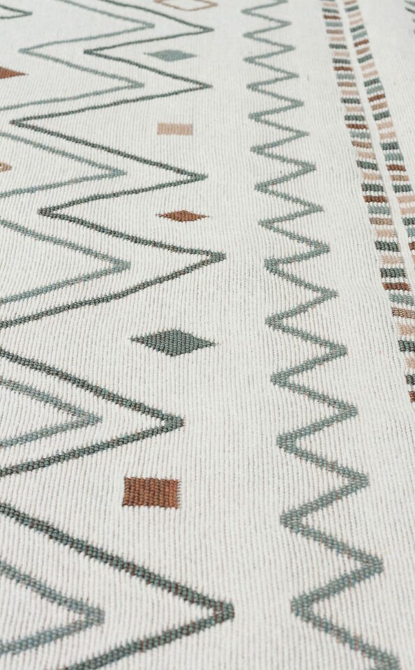AR 05 BEIGE BLUE Yıkanabilir Çift Taraflı Modern Desenli Dokuma Kilim
