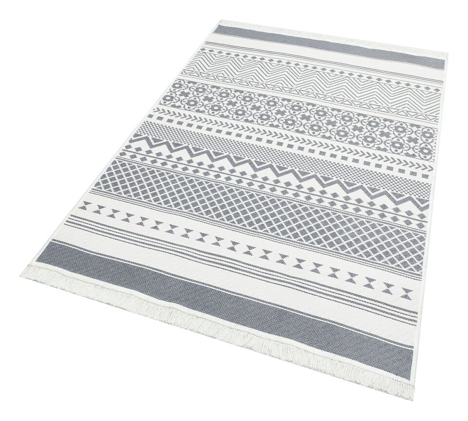 AR 07 GREY Yıkanabilir Çift Taraflı Modern Desenli Dokuma Kilim
