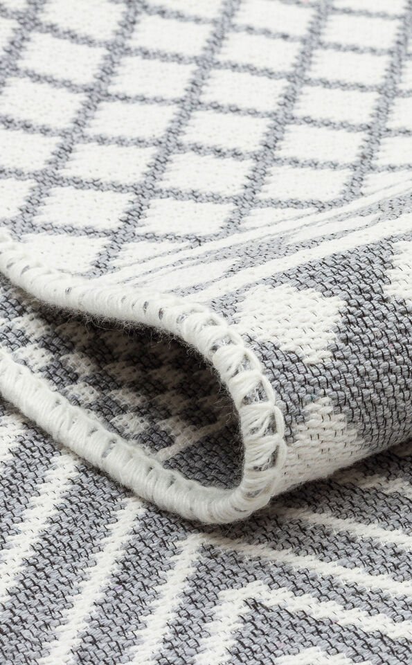 AR 07 GREY Yıkanabilir Çift Taraflı Modern Desenli Dokuma Kilim