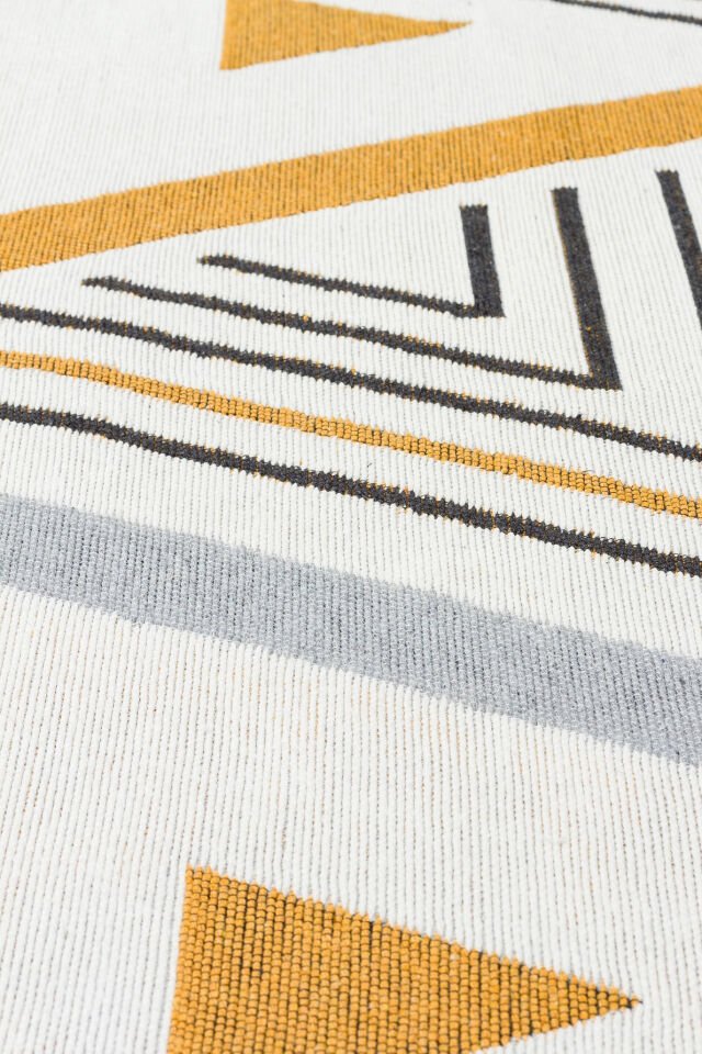 AR 18 YELLOW GREY Yıkanabilir Çift Taraflı Modern Desenli Dokuma Kilim