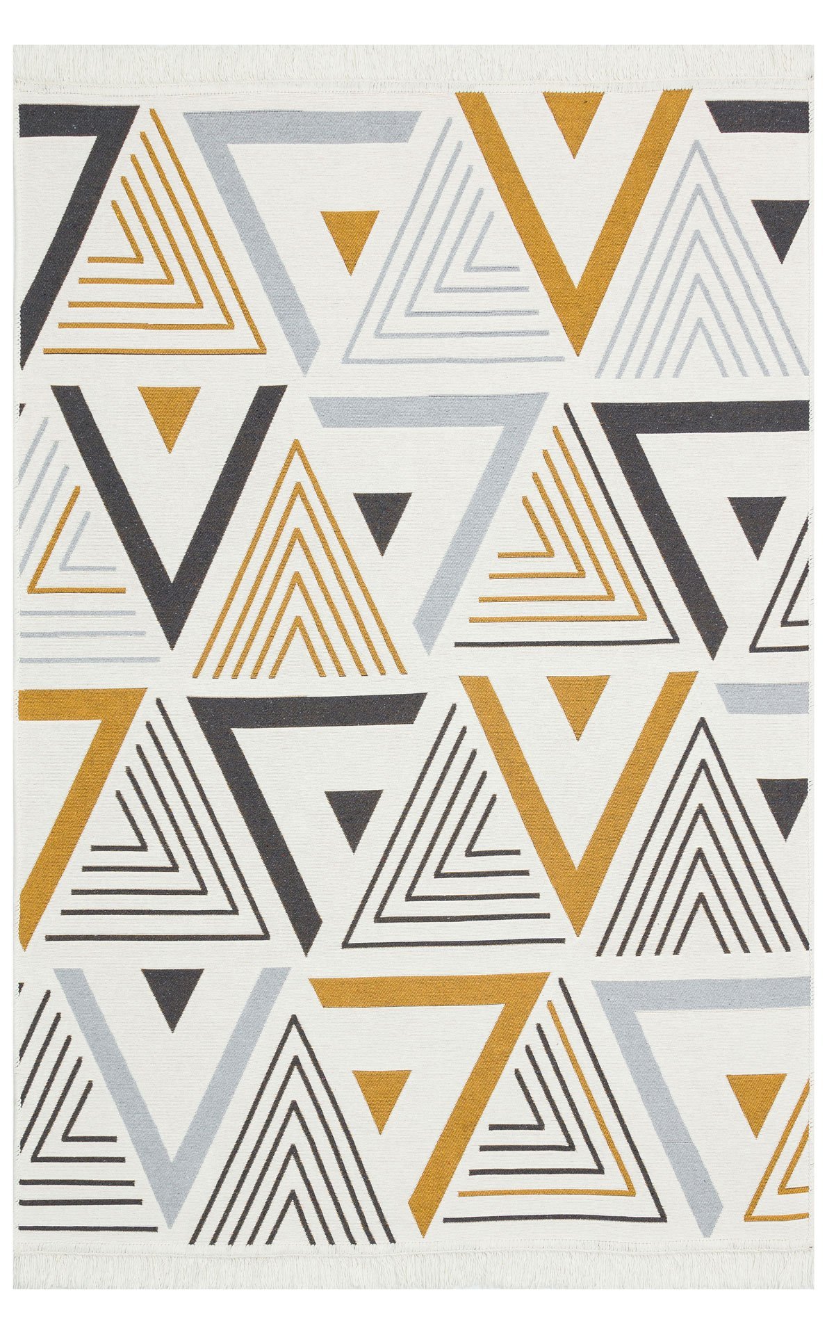 AR 18 YELLOW GREY Yıkanabilir Çift Taraflı Modern Desenli Dokuma Kilim