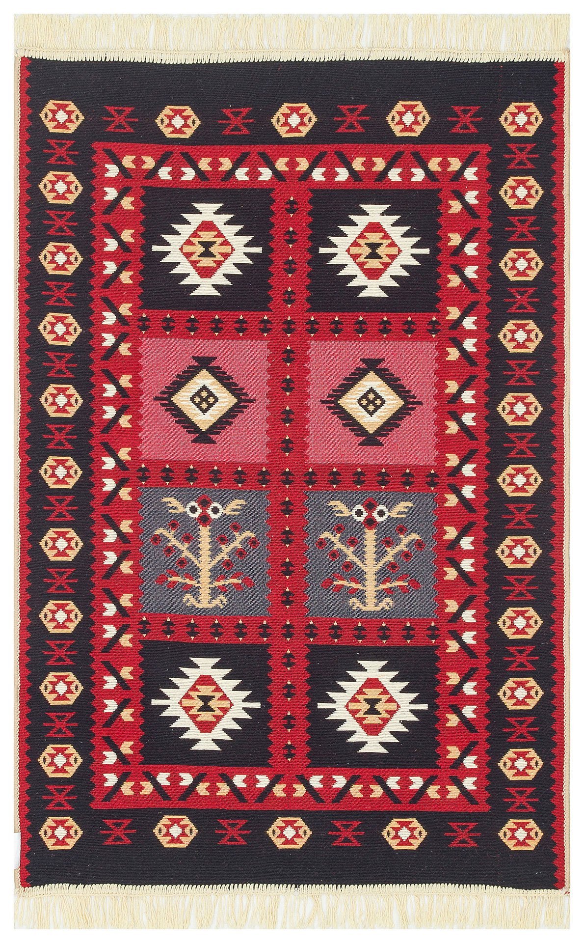 AR 28 RED Yıkanabilir Çift Taraflı Modern Desenli Dokuma Kilim
