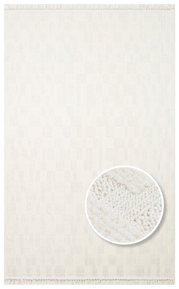 HRG 02 WHITE Hav Toz Vermeyen Yumuşak dokulu Modern Makine Halısı 160x230