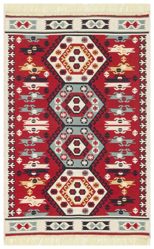 AR 30 RED Yıkanabilir Çift Taraflı Modern Desenli Dokuma Kilim