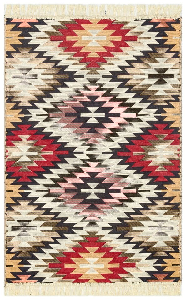 AR 33 RED Yıkanabilir Çift Taraflı Modern Desenli Dokuma Kilim