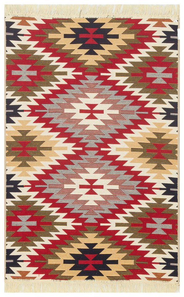 AR 33 RED Yıkanabilir Çift Taraflı Modern Desenli Dokuma Kilim