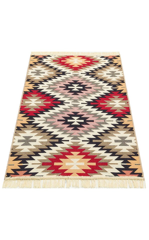 AR 33 RED Yıkanabilir Çift Taraflı Modern Desenli Dokuma Kilim