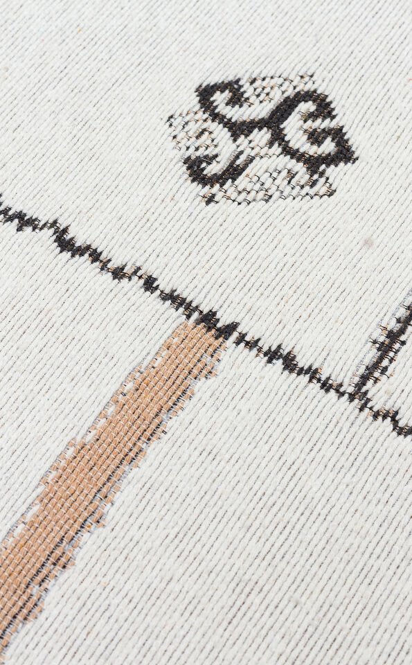 AR 41 CREAM BLACK Yıkanabilir Çift Taraflı Modern Desenli Dokuma Kilim