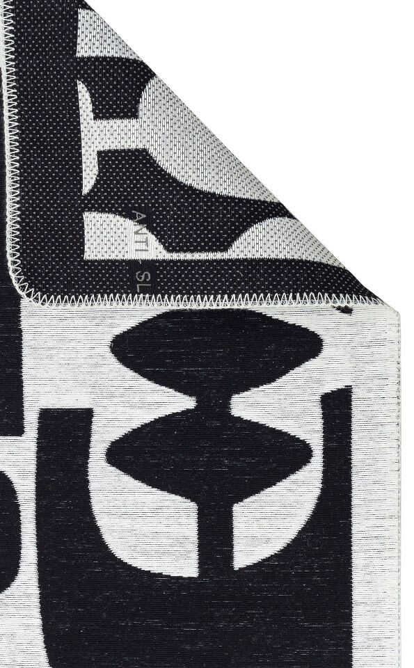 ARN 07 WHITE BLACK Yıkanabilir Kaymaz Tabanlı Modern Pamuk Kilim