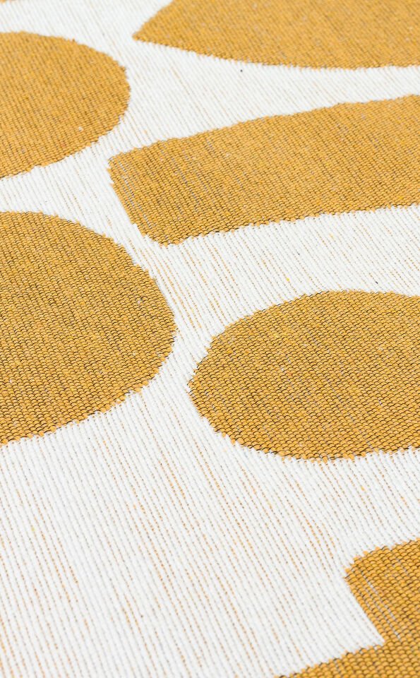 ARN 07 WHITE YELLOW Yıkanabilir Kaymaz Tabanlı Modern Pamuk Kilim