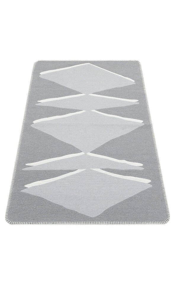 ARN 09 GREY WHITE Yıkanabilir Kaymaz Tabanlı Modern Pamuk Kilim