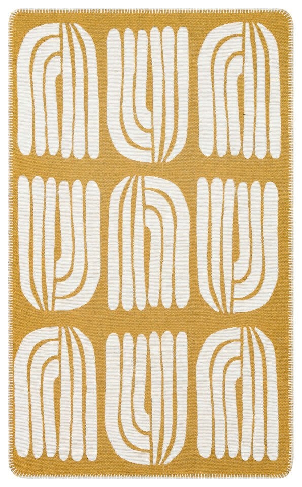 ARN 10 WHITE YELLOW Yıkanabilir Kaymaz Tabanlı Modern Pamuk Kilim