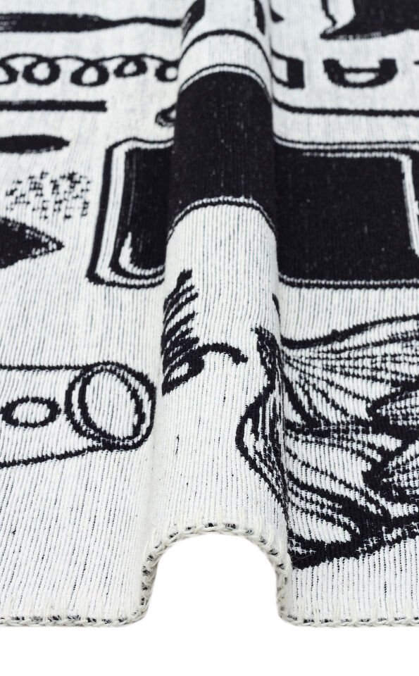 ARN 11 WHITE BLACK Yıkanabilir Kaymaz Tabanlı Modern Pamuk Kilim