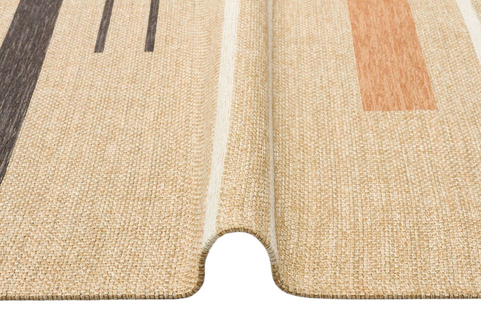BRK 06 NATURAL TERRA Hasır Görünümlü Kaymaz Renkli Dokuma Modern Kilim