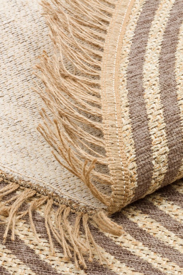BRK 07 GREY Hasır Görünümlü Kaymaz Renkli Dokuma Modern Kilim