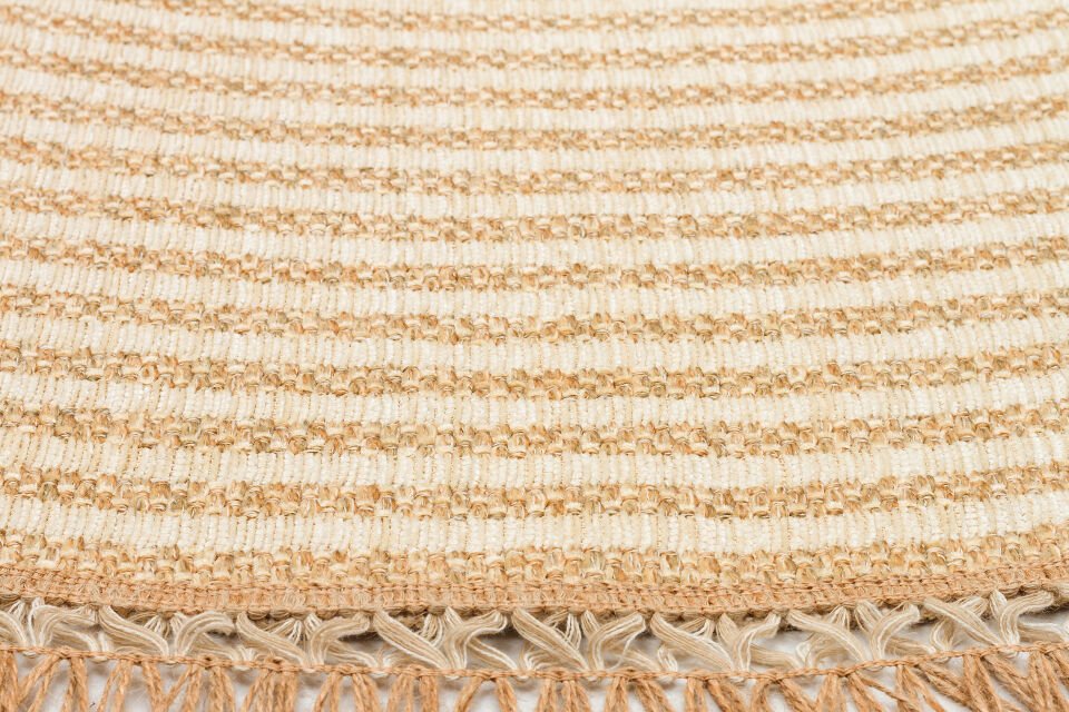 BRK 07 IVORY Hasır Görünümlü Kaymaz Renkli Dokuma Modern Kilim