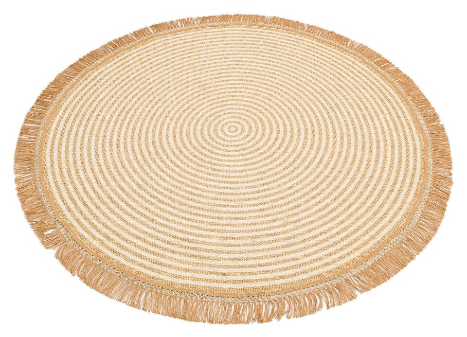 BRK 07 IVORY Hasır Görünümlü Kaymaz Renkli Dokuma Modern Kilim