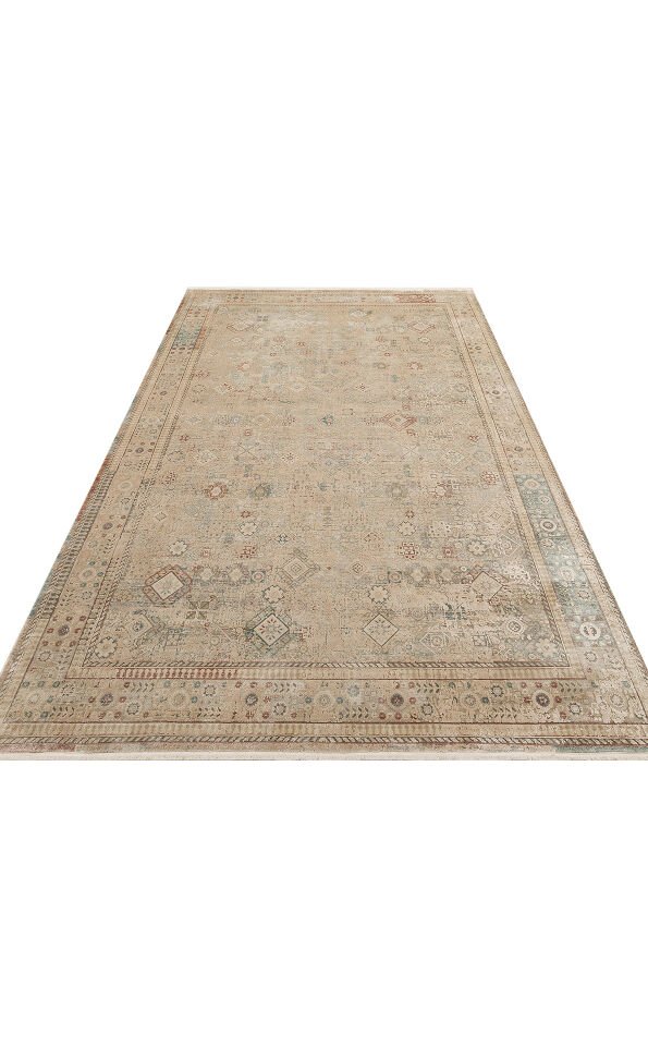 BBL 03 BEIGE Yumuşak Dokulu Vintage Esintilere Sahip Over-dyed Sık Dokuma Salon Halısı 200X290