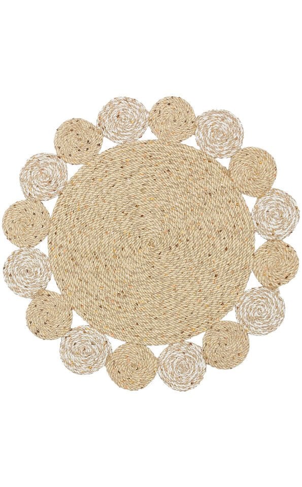 PTN 03 NATURAL WHITE Jüt Hasır Görünümlü Hav Toz Vermez Örgü Halı
